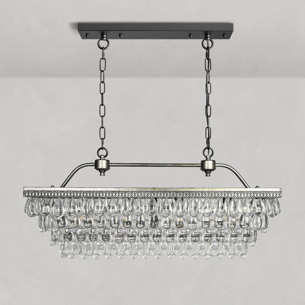 Handmade Art Crystal Glass Clarissa Rectangular Chandelier