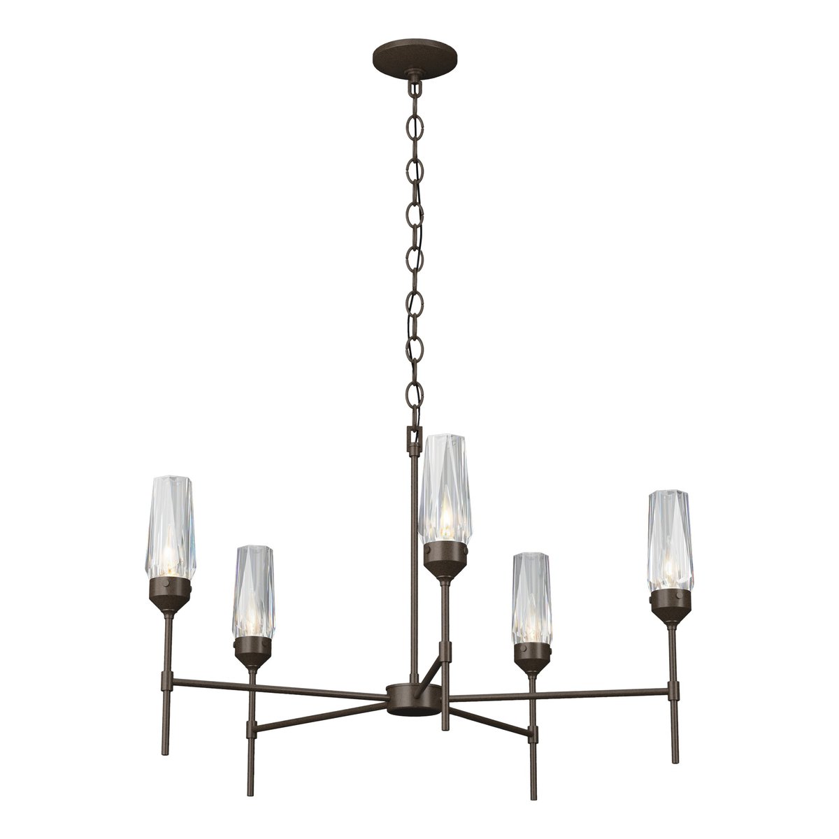 Modern Art Glass Luma 5 Arm Chandelier