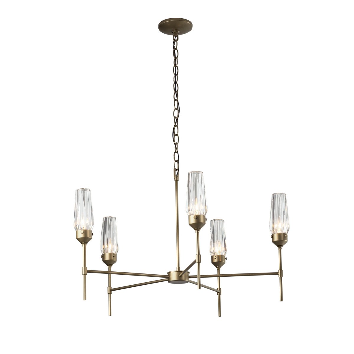 Modern Art Glass Luma 5 Arm Chandelier